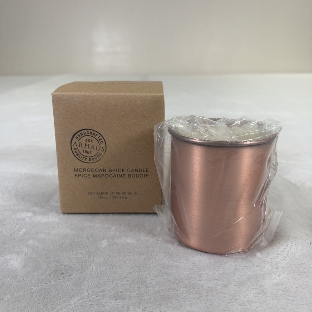 ARHAUS Moroccan Spice Candle in Copper 10 OZ Burns 50 Hours Soy Blend Candle NEW